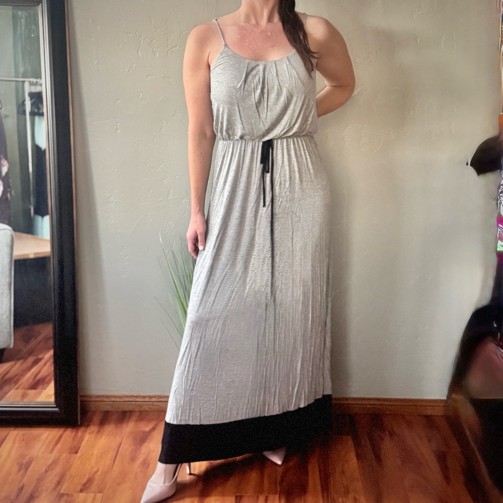 Love Delirious Gray & Black Spaghetti Strap Maxi Dress